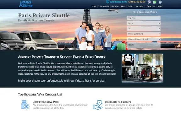 Paris Private Shuttle Desktop Preview